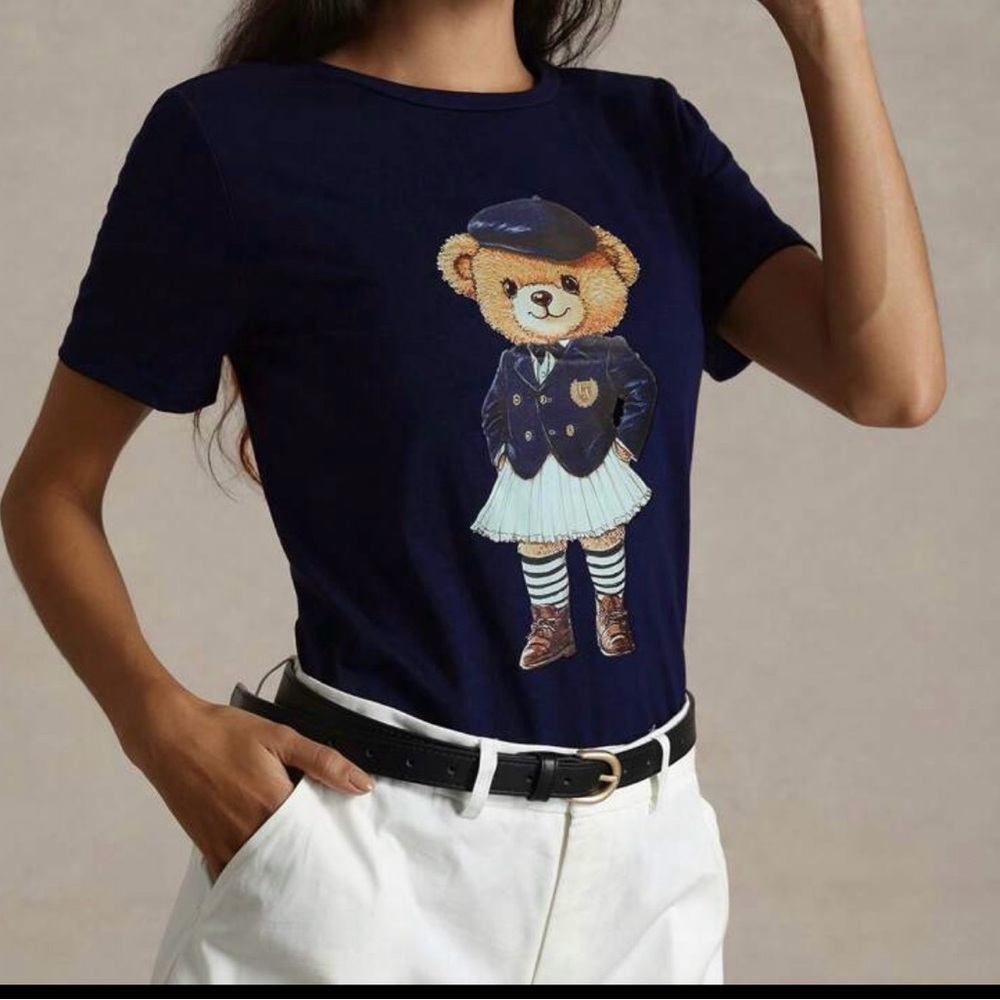 Navy Bear Graphic  Tee